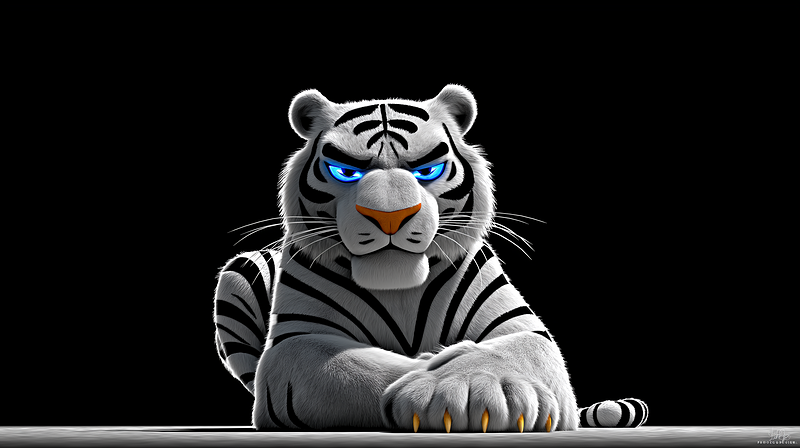 White Tiger with Blue Eyes 4K Dark Wallpaper - 3D Wallpaper desktop Wallpaper | Picmaze