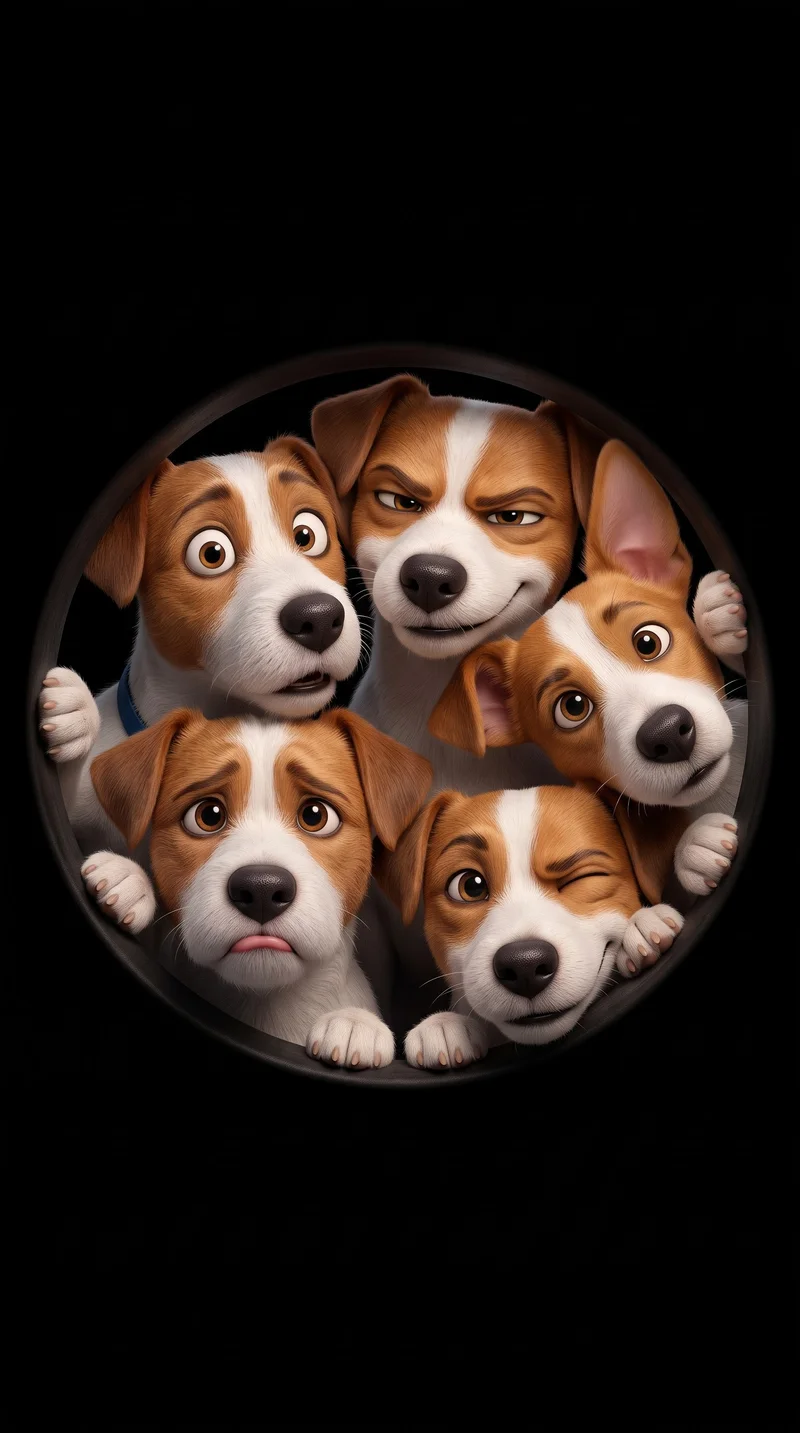 Funny Cartoon Puppies Peephole Dark AMOLED Phone Wallpaper Wallpaper | Picmaze