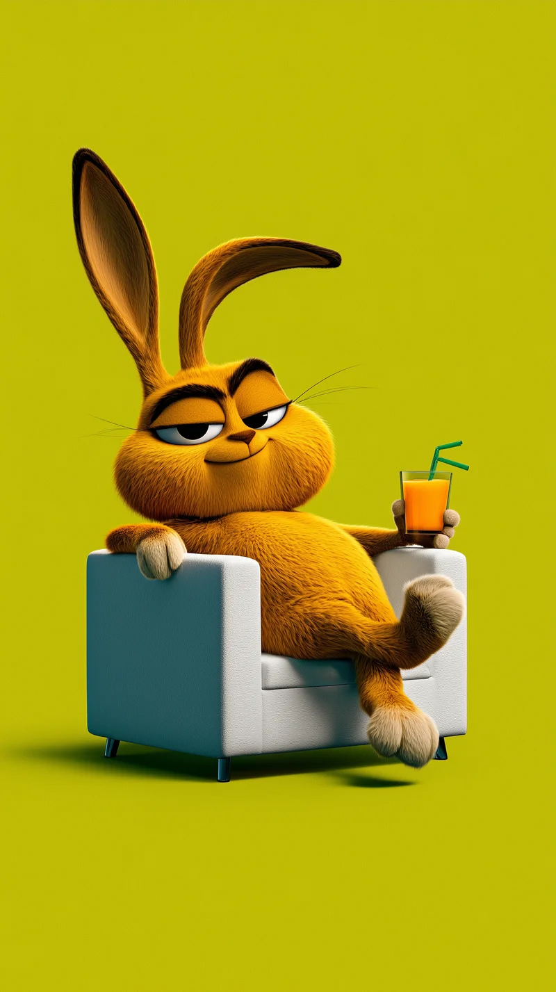 Chubby Orange Bunny Chilling Bright Yellow 4K Phone Wallpaper - rabbit mobile Wallpaper | Picmaze