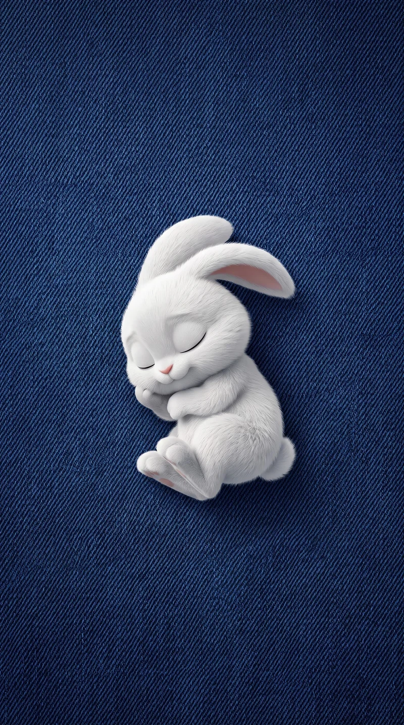 Sleeping White Bunny Denim Background 4K Phone Wallpaper - rabbit mobile Wallpaper | Picmaze