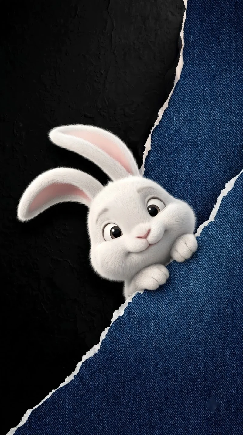 Curious White Rabbit Torn Denim 4K Phone Wallpaper - rabbit mobile Wallpaper | Picmaze