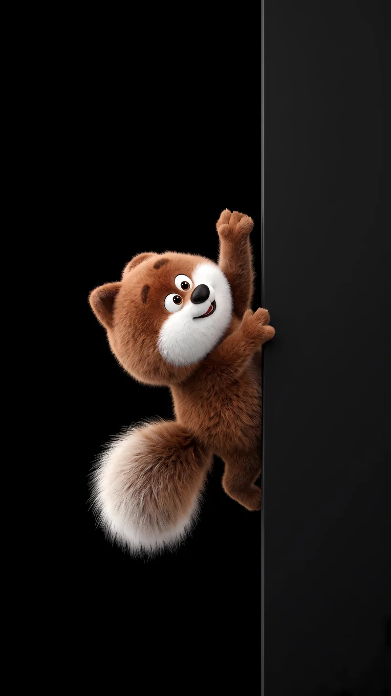 Fluffy Red Animal Peeking Dark AMOLED Phone Wallpaper - fox mobile Wallpaper | Picmaze