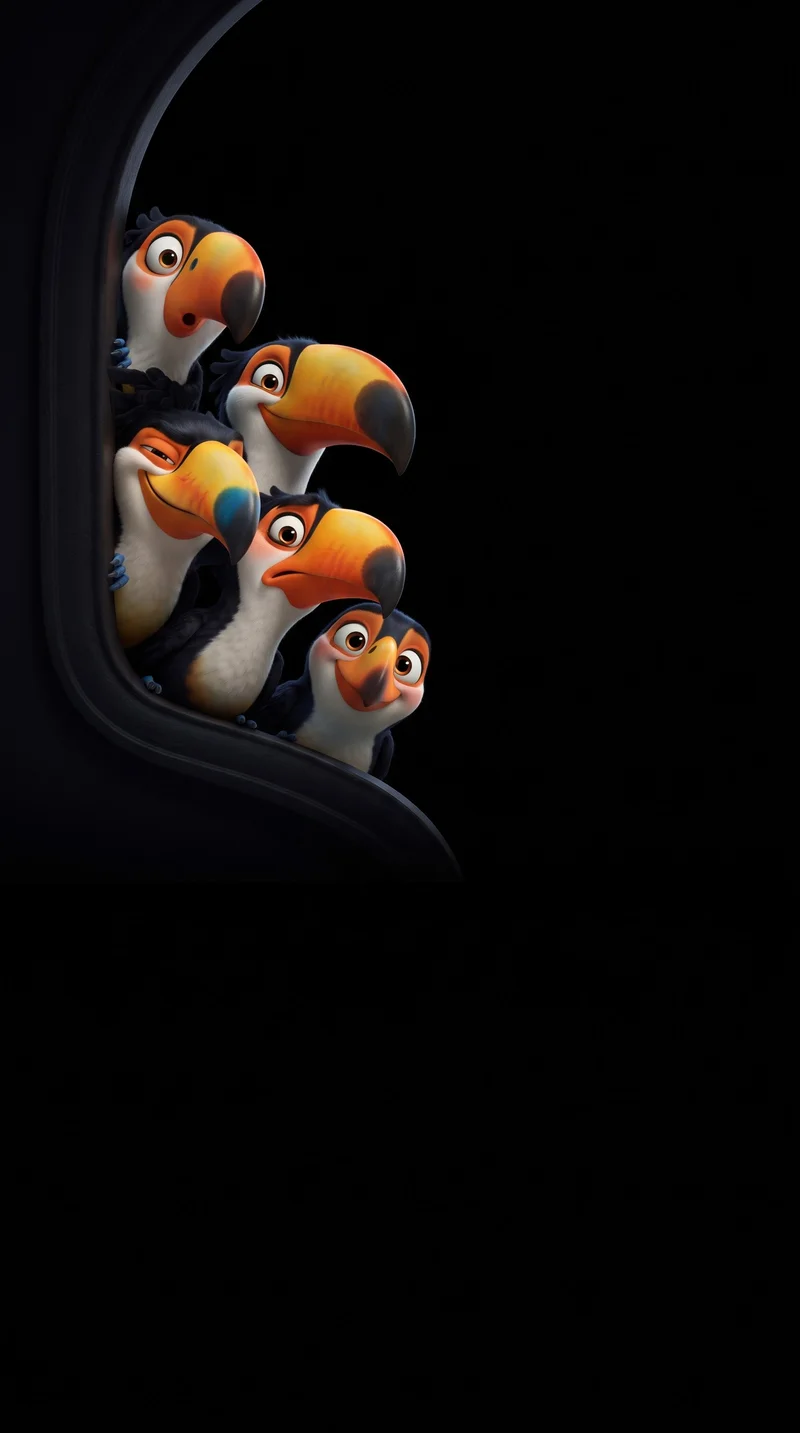 Curious Toucan Family Peeking Dark AMOLED Phone Wallpaper - Bird Wallpapers mobile Wallpaper | Picmaze