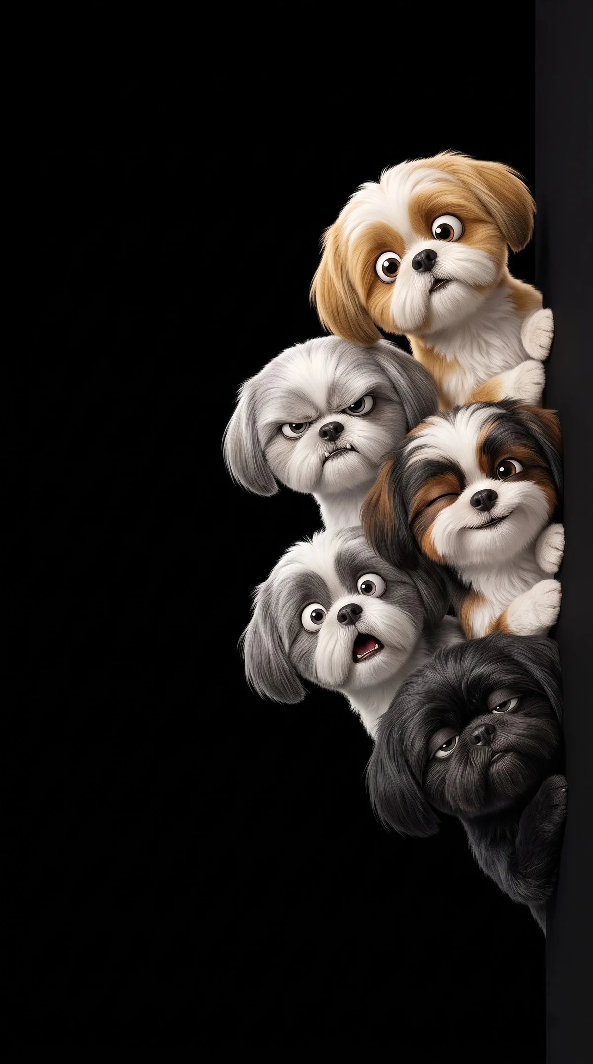 Cute Expressive Animated Dogs Peeking AMOLED 4K Wallpaper wallpaper - Dogs wallpaper | Picmaze
