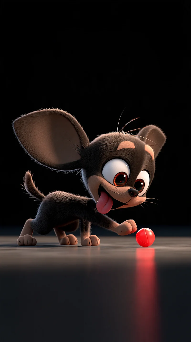 Cute Cartoon Puppy Playing Ball Dark AMOLED Phone Wallpaper Wallpaper | Picmaze