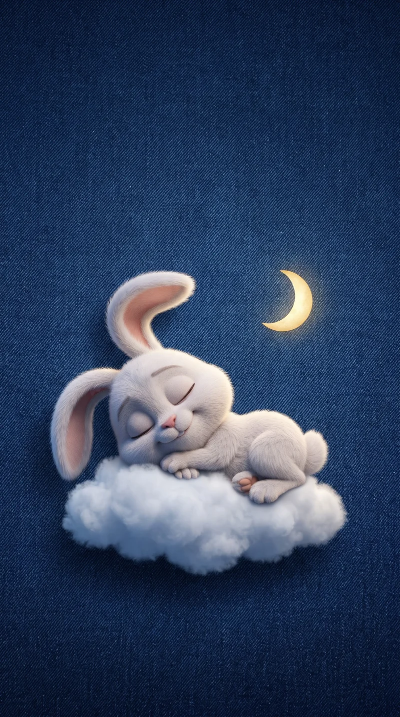 Sleeping White Rabbit Cloud Denim Blue 4K Phone Wallpaper - rabbit mobile Wallpaper | Picmaze