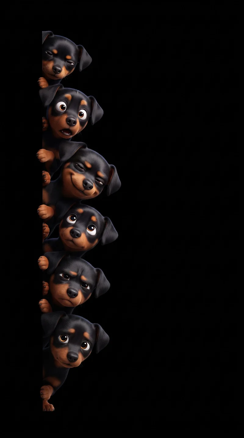 Peek-a-Boo Rottweiler Puppies 4K AMOLED Phone Wallpaper - Dogs wallpaper mobile Wallpaper | Picmaze