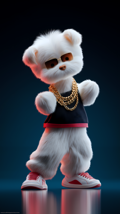 Cool Cute White Dog with Gold Chain 3D Wallpaper – Stylish Android Dark Background - Mobile mobile Wallpaper | Picmaze