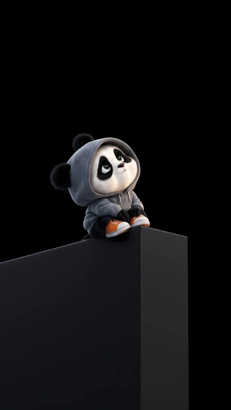 Sad Panda In Hoodie Dark AMOLED 4K Phone Wallpaper - Panda Wallpapers mobile Wallpaper | Picmaze