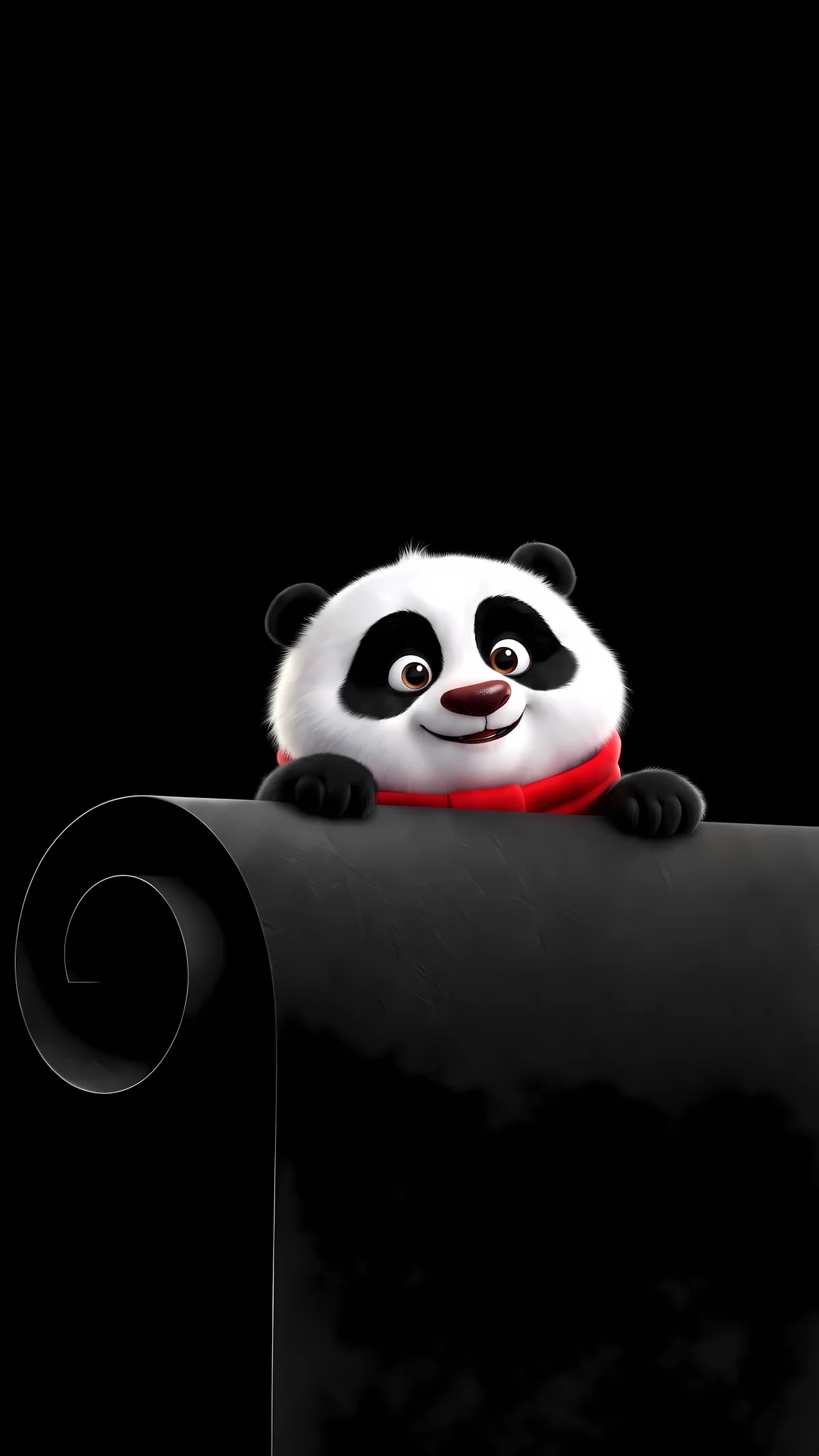 Cute Panda Red Scarf Black AMOLED 4K Phone Wallpaper wallpaper - Panda Wallpapers | Picmaze