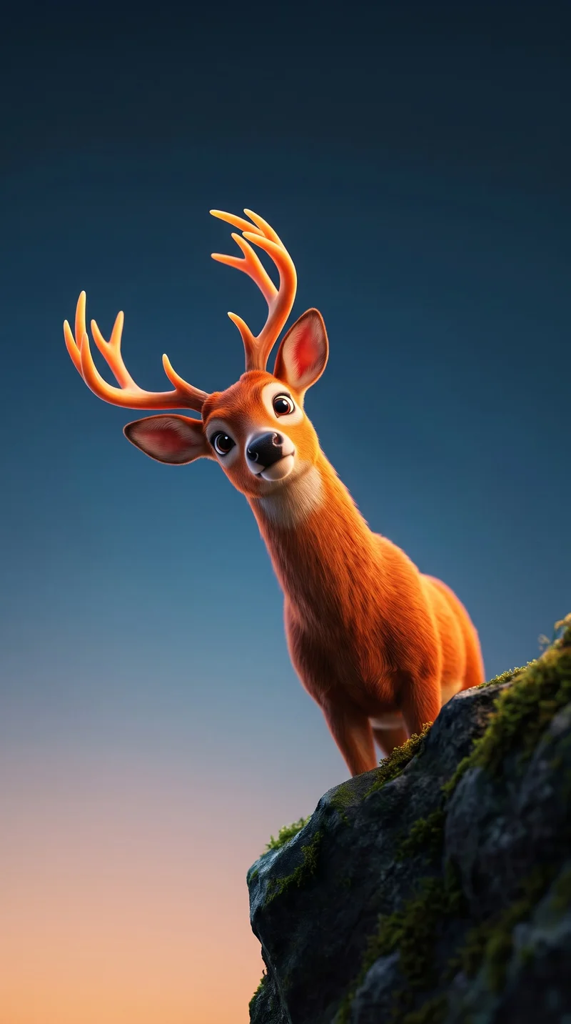 Curious Cartoon Deer Orange Antlers 4K Phone Wallpaper - Deer wallpapers  mobile Wallpaper | Picmaze