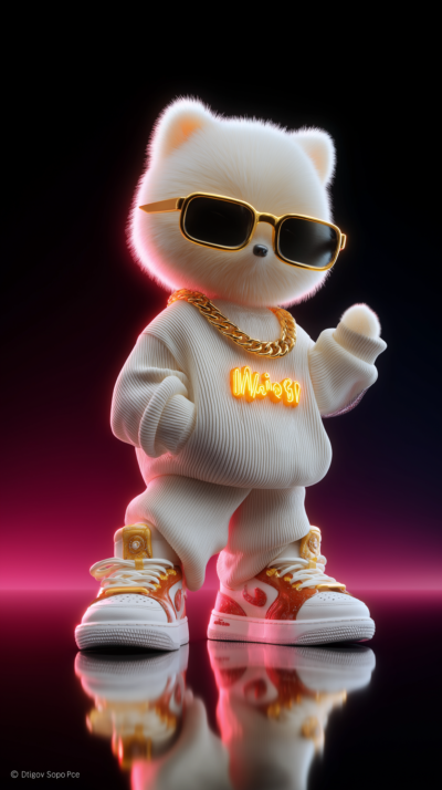 Stylish Cute White Dog with Sunglasses 3D Wallpaper – Premium Android Dark Background - Mobile mobile Wallpaper | Picmaze