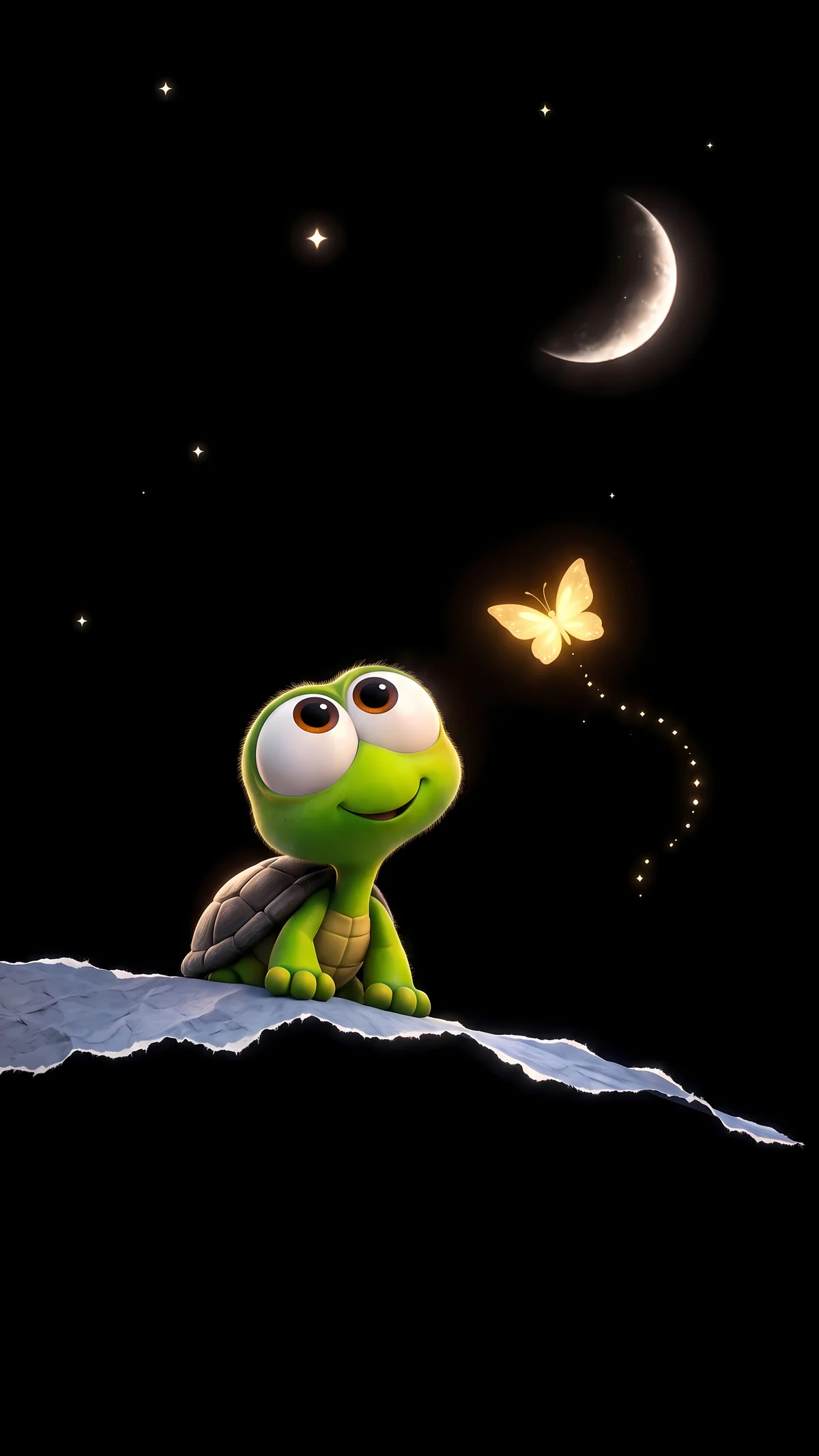 Cute Turtle Glowing Butterfly Night AMOLED Phone Wallpaper wallpaper - Turtle | Picmaze