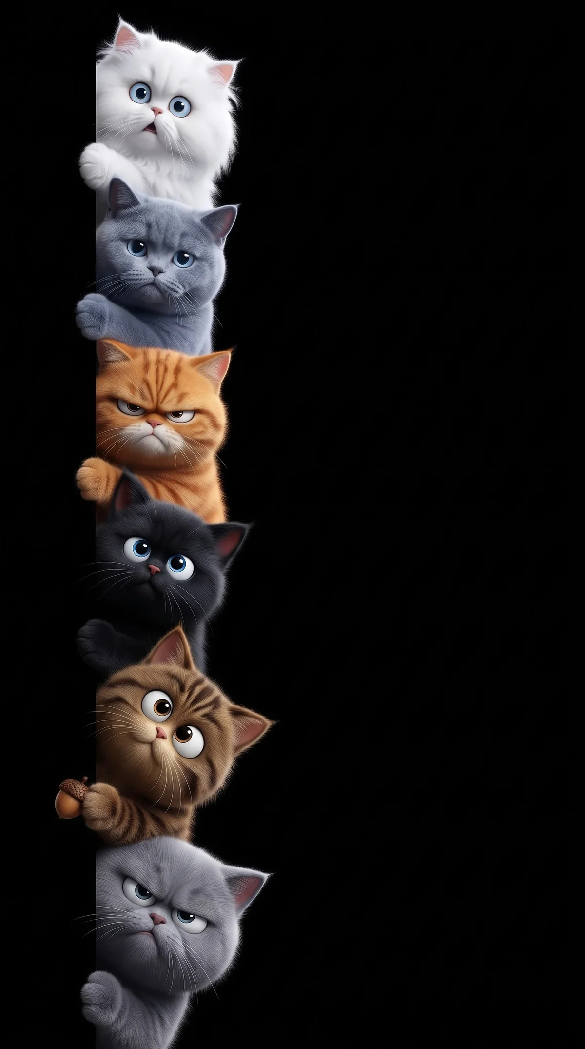 Cute Stacked Peekaboo Cats AMOLED Wallpaper wallpaper - Cat Wallpapers | Picmaze