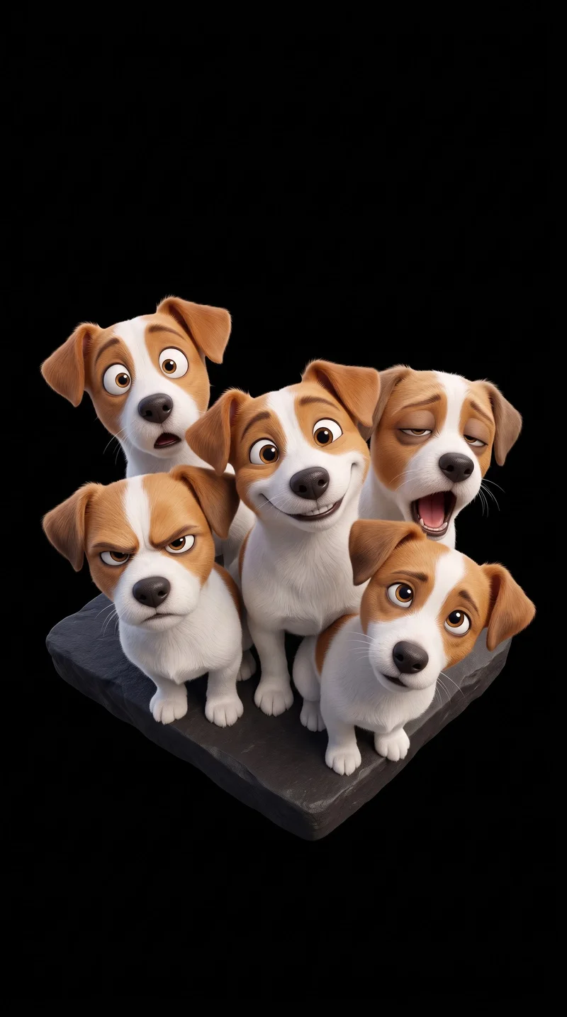 Five Cartoon Puppy Faces AMOLED 4K Phone Wallpaper Wallpaper | Picmaze