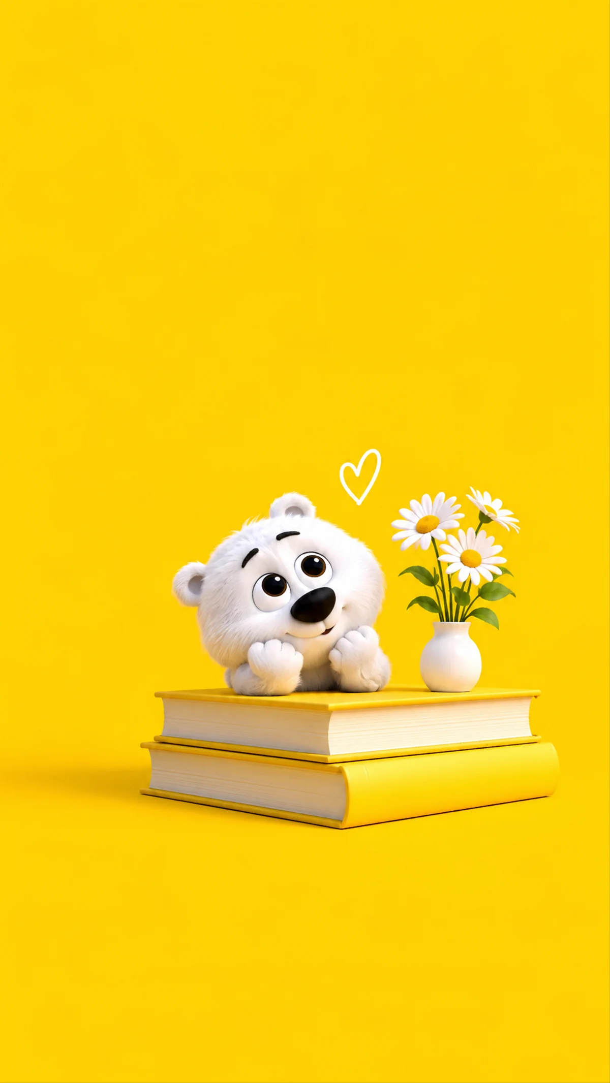 Cute White Bear Yellow Books Aesthetic 4K Phone Wallpaper wallpaper - cute bear wallpapers | Picmaze