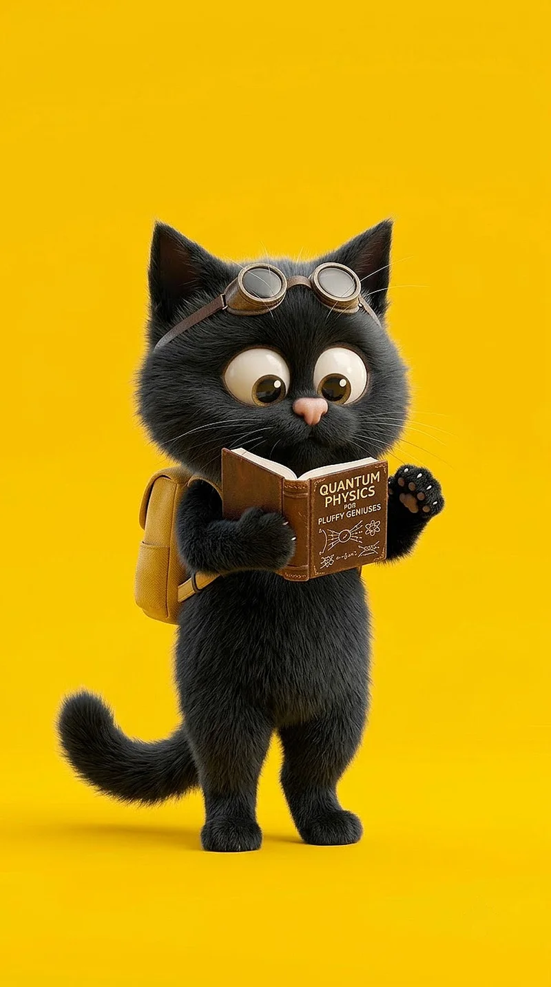 Smart Black Cat Reading Science 4K Yellow Aesthetic Phone Wallpaper Wallpaper | Picmaze