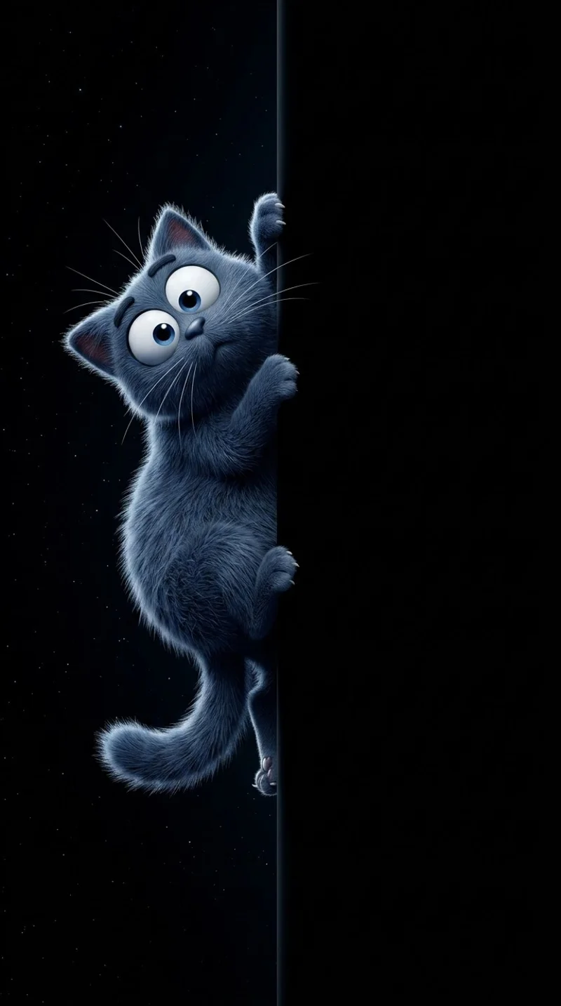 Curious Fluffy Blue Cat Peeking AMOLED Wallpaper - live wallpapers mobile Wallpaper | Picmaze